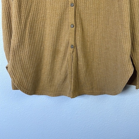 Miholl mustard waffle knit button up long sleeve sweater size L - Picture 7 of 8